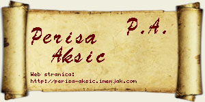 Periša Aksić vizit kartica